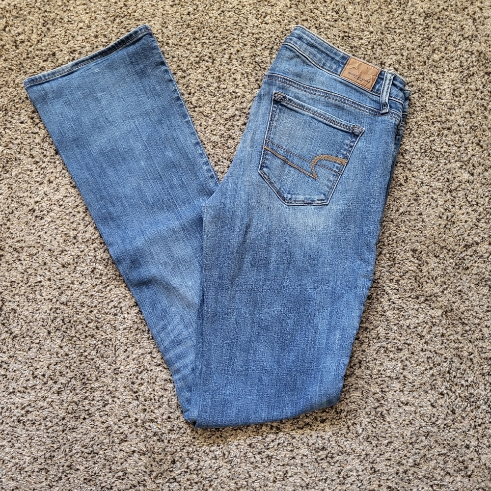 American Eagle Outfitters Light Blue Straight Leg Jeans Extra Long